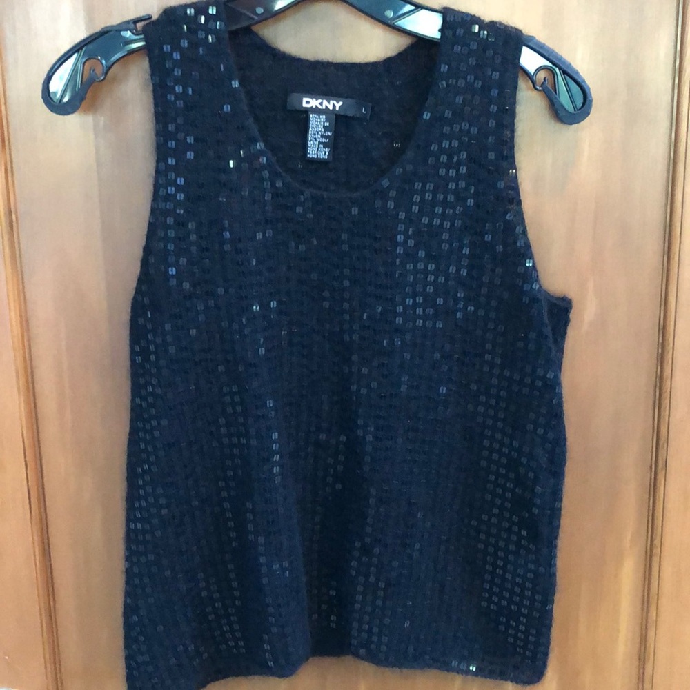 DKNY angora wool and sequin top